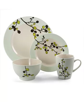 Elama Retro Bloom 16 Piece Luxurious Stoneware Dinnerware Set