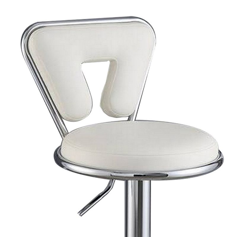 Adjustable Barstool with Round Seat and Stalk Support， Set of 2， White