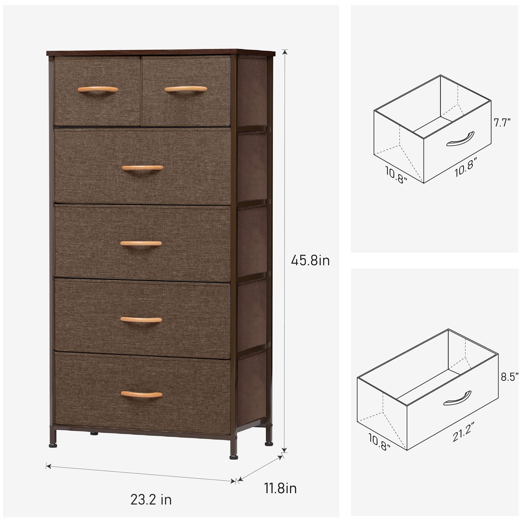 Pellebant Brown Indoor 6-Drawer Chest Vertical Dresser Storage Tower