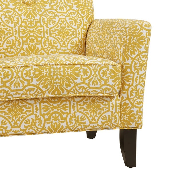 Handy Living Alex Gold Damask Upholstered Arm Chair