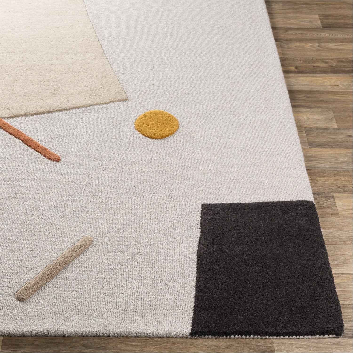 Emma Hand Tufted Rug in Burnt Orange, Mustard, Khaki, Black, Camel, Light Gray