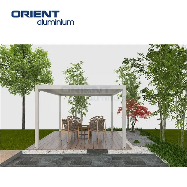 Orient Factory Supply 10ft X10ft Outdoor Waterproof Aluminum Pergolas Gazebo With Retractable Sliding Sunshade Canopy