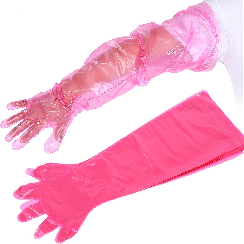 50pcs Disposable Long Arm Gloves Soft Elastic For Livestock Veterinary Examination Redred Long Arm Gloves