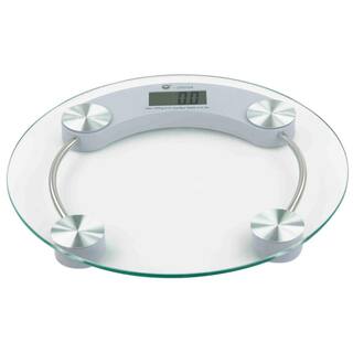 Home Basics Glass Bathroom Round Digital Scale in Chrome BS41133