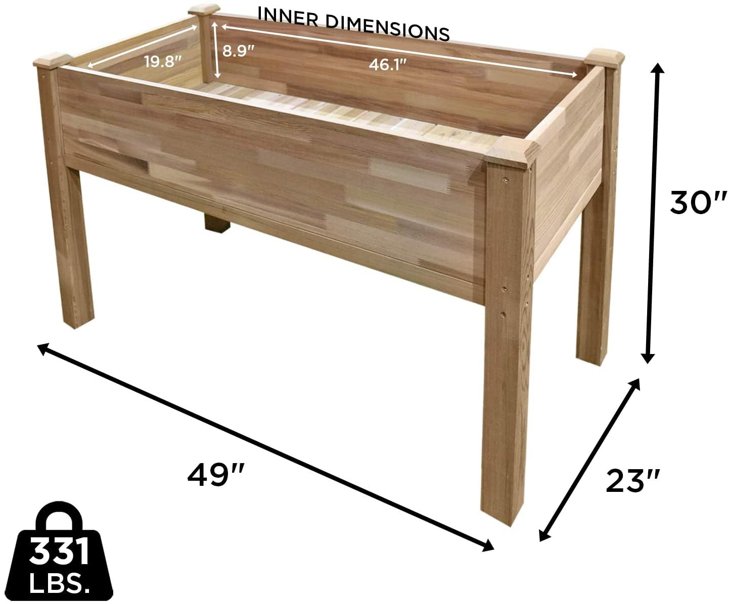 Jumbl Raised Garden Bed, 49 in x 23 in x 30 in Wood Herb Planter Box