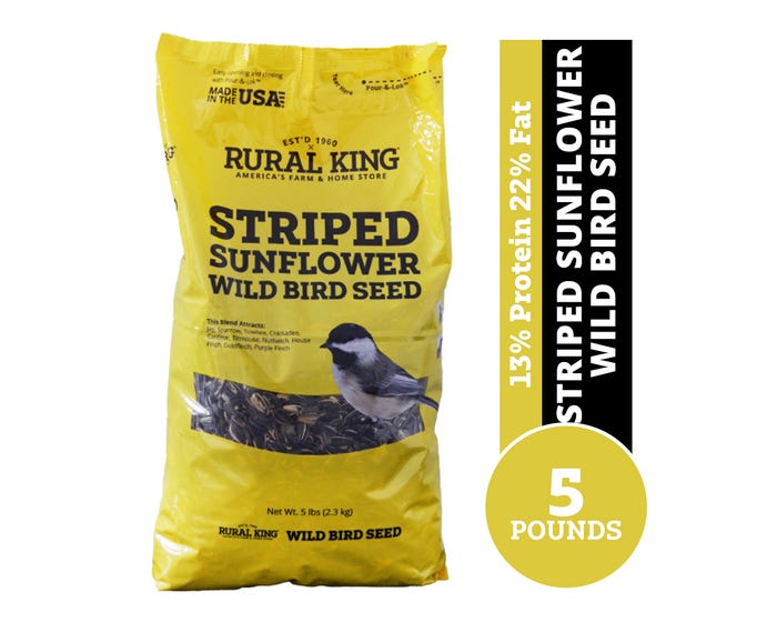 Rural King Striped Sunflower， Wild Bird Seed， 5 lb. Bag