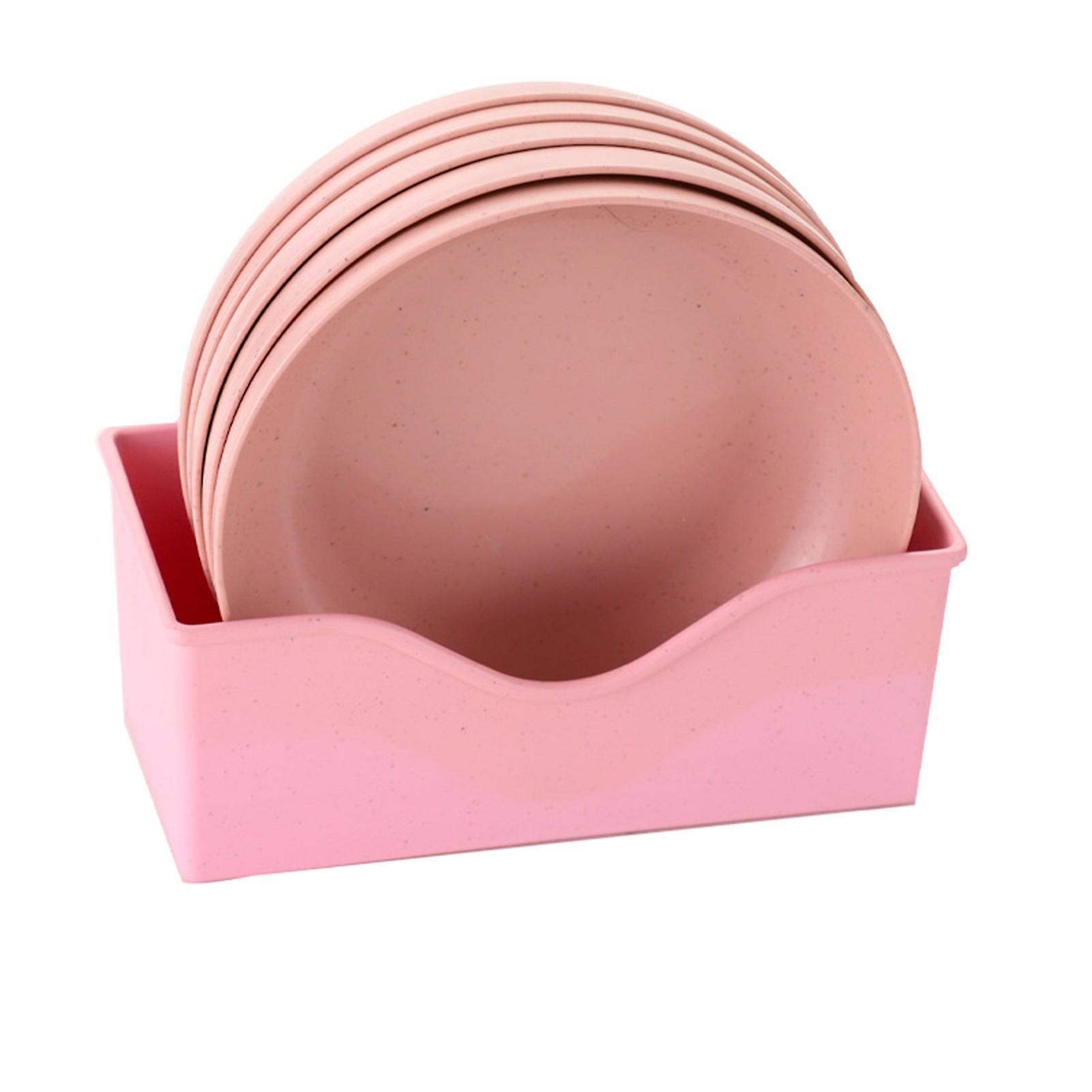 Fruit Plate Tray Multipurpose Salad Dish Eco Friendly Kitchen Dinner Plate For Household(pink 5 Round Plate Base )