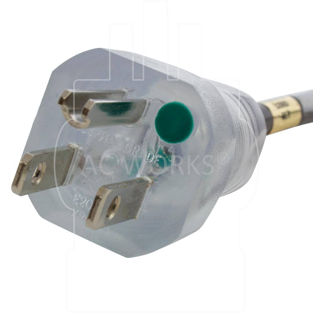 AC WORKS Up to 10 ft. 10 Amp 183 Coiled Medical Grade Power Cord with C13 Connector MDC515C13-V1