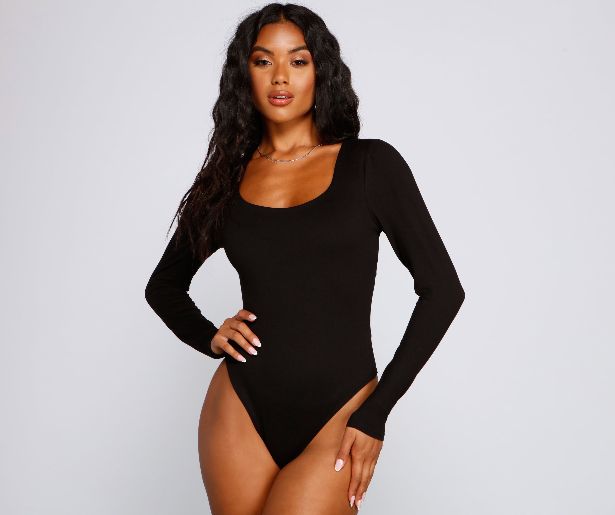 Falling For Basics Open Back Bodysuit