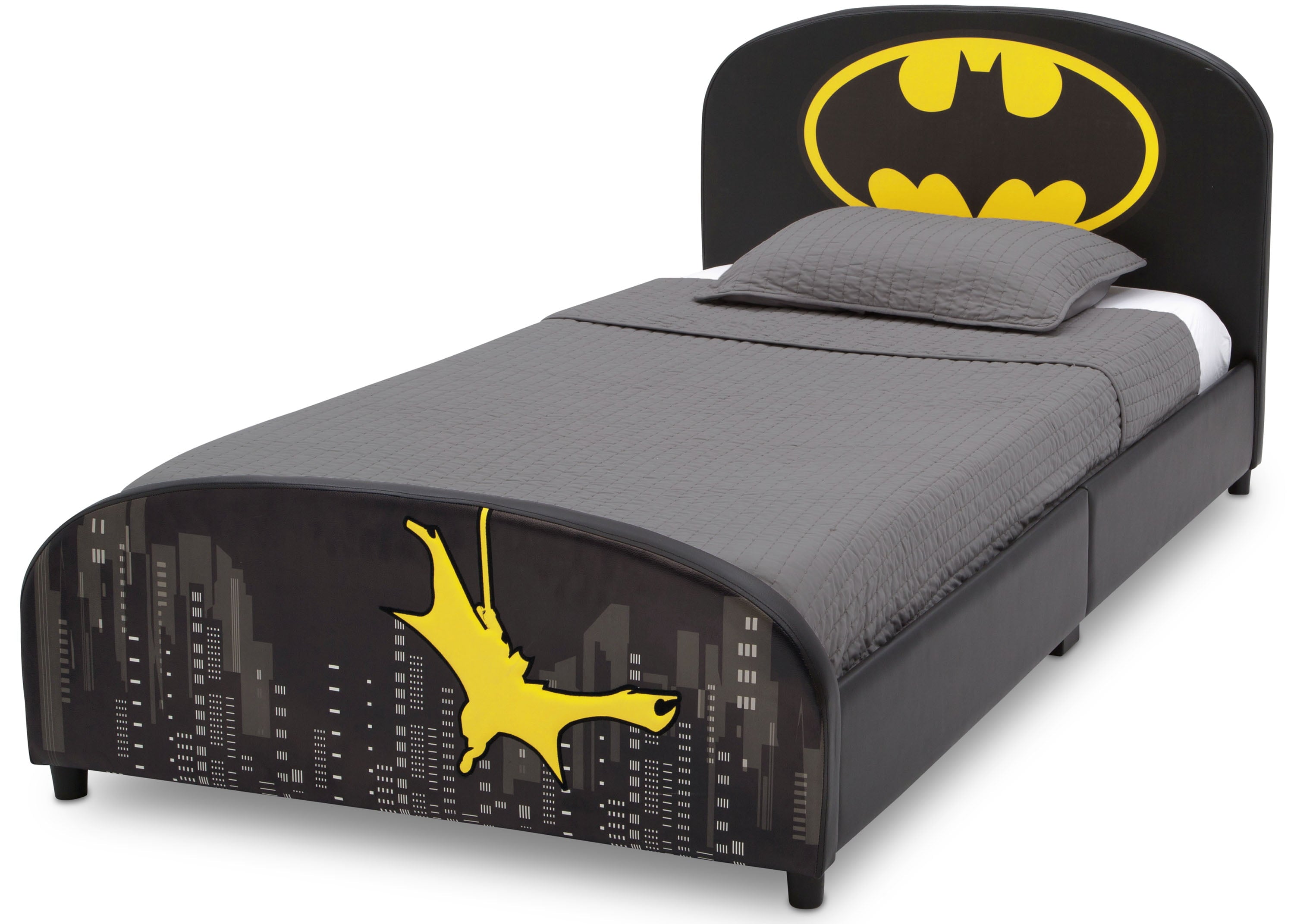 Delta Children DC Comics Batman Upholstered Twin Bed, Black