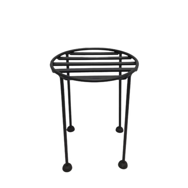 Set Of 3 Iron Round Planter Stand Yellow Color Large Size Rattan Planter stand For Indoor   Garden Decoration