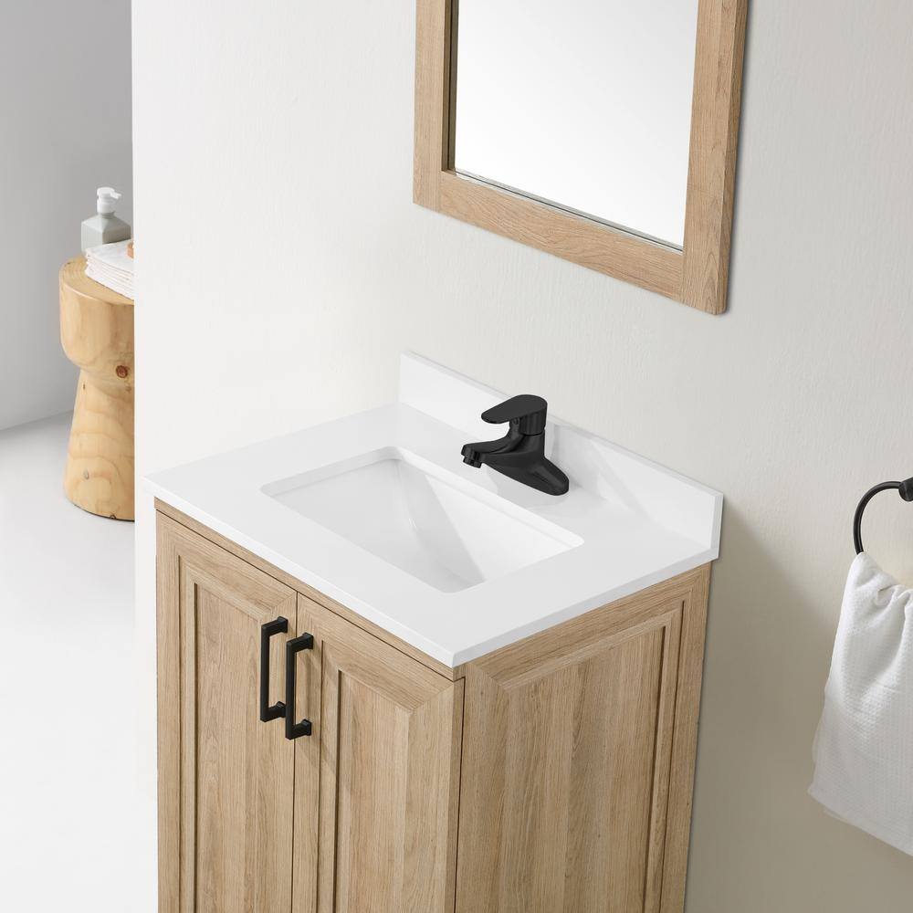 Glacier Bay Sinita 24 in. W x 19 in. D 34.50 in. H Bath Vanity in Natural Oak with White Cultured Marble Top Sinita 24NO