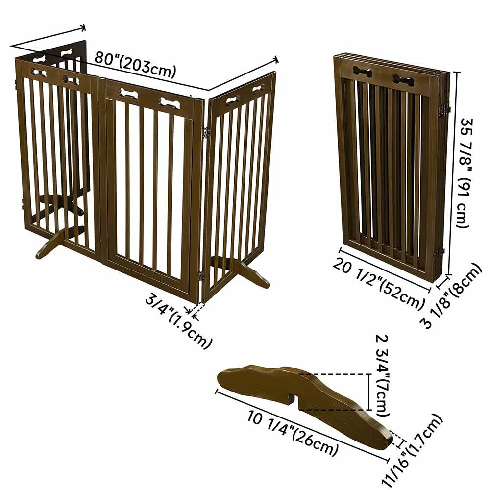 Yescom 4-Panel Folding Wood Pet Gate Grate Baby Barrier 80x36in