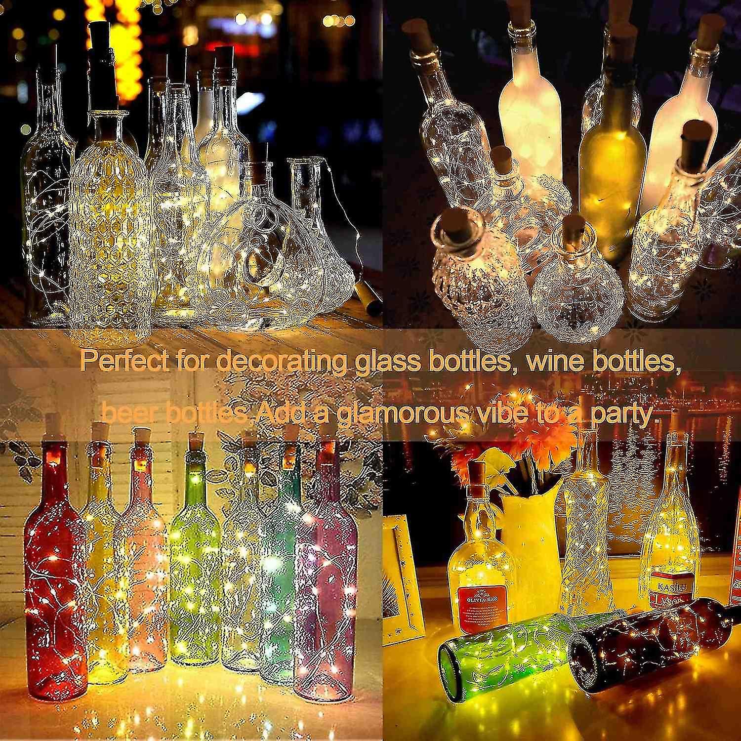 Bottle Lights， Cork Lights For Bottles 2m 20 Led， Operated Nightlights For Diy Bedrooms Parties Wedd