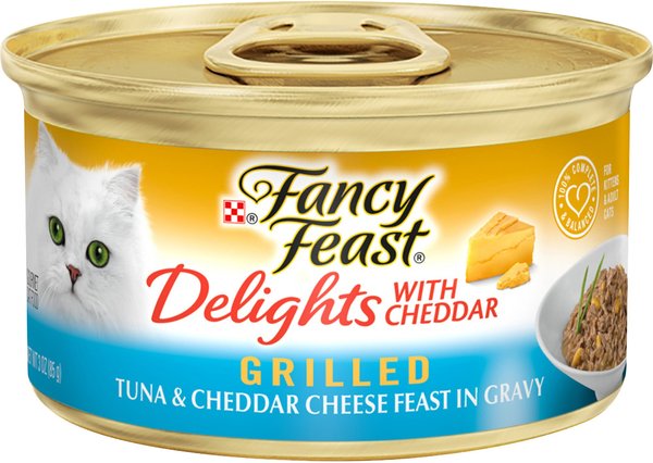 Fancy Feast Delights with Cheddar Grilled Tuna and Cheddar Cheese Feast in Gravy Canned Cat Food