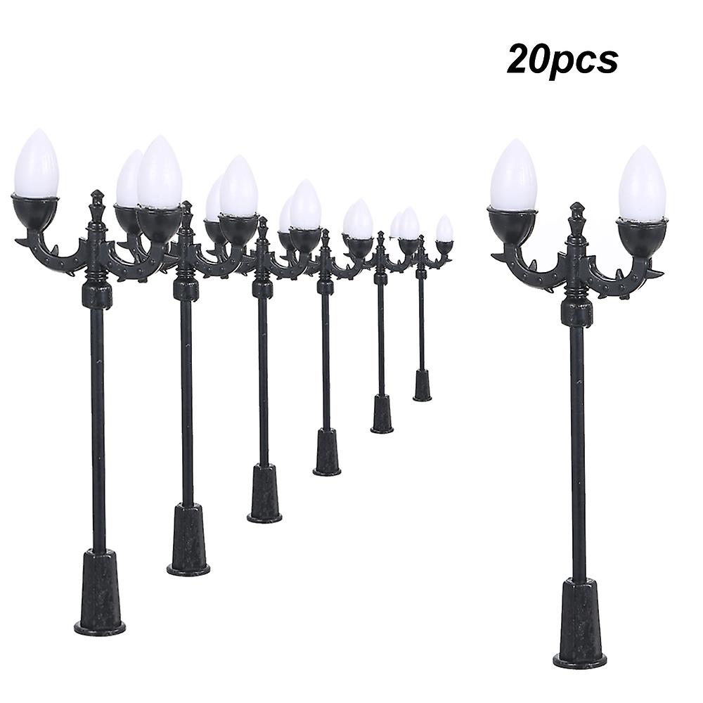 20pcs White Model Street Lights Layout Lamppost Railway Train Garden Playground Scenery Led Lamp Lighting 1:100 Scale 70mm