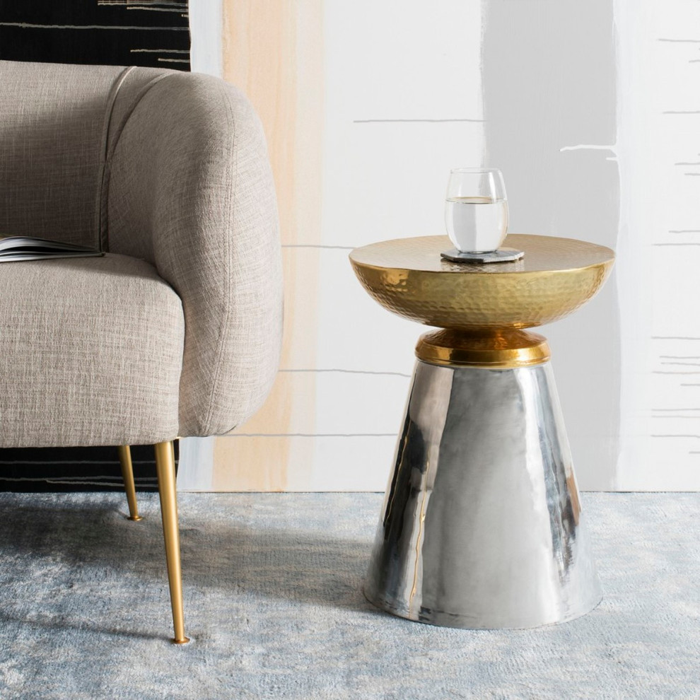 Ollie Drum Side Table Gold   Contemporary   Side Tables And End Tables   by AED Luxury Home Decor  Houzz