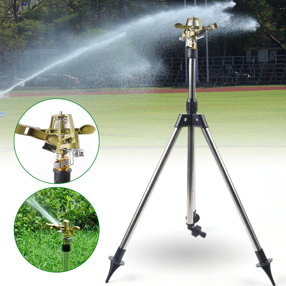 OUKANING Water Sprinkler Tripod Lawn Garden Watering Yard Irrigation System Adjustable