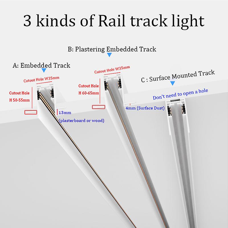 Led Track Lighting Fixtures Embedded Magnet Spot Light Flood Lights Set Black Including Track Rails And Accessories