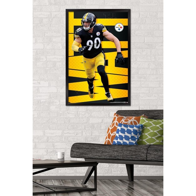 Trends International Nfl Pittsburgh Steelers T j Watt 21 Framed Wall Poster Prints