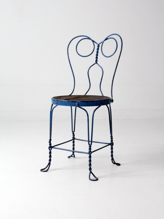 Consigned  Vintage Blue Ice Cream Parlor Chair   Farmhouse   Dining Chairs   by 86 Vintage  Houzz