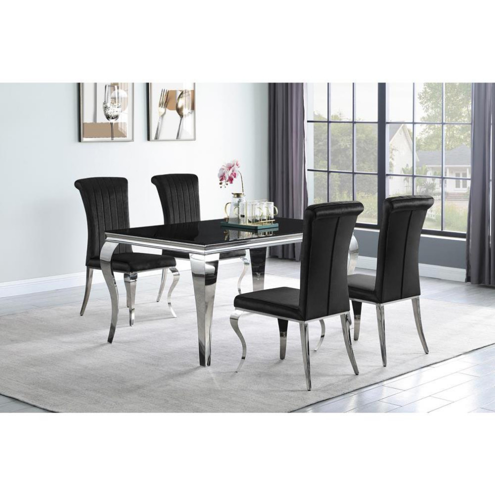 Carone Upholstered Side Chairs Black and Chrome (Set of 4)   Contemporary   Armchairs And Accent Chairs   by BisonOffice  Houzz