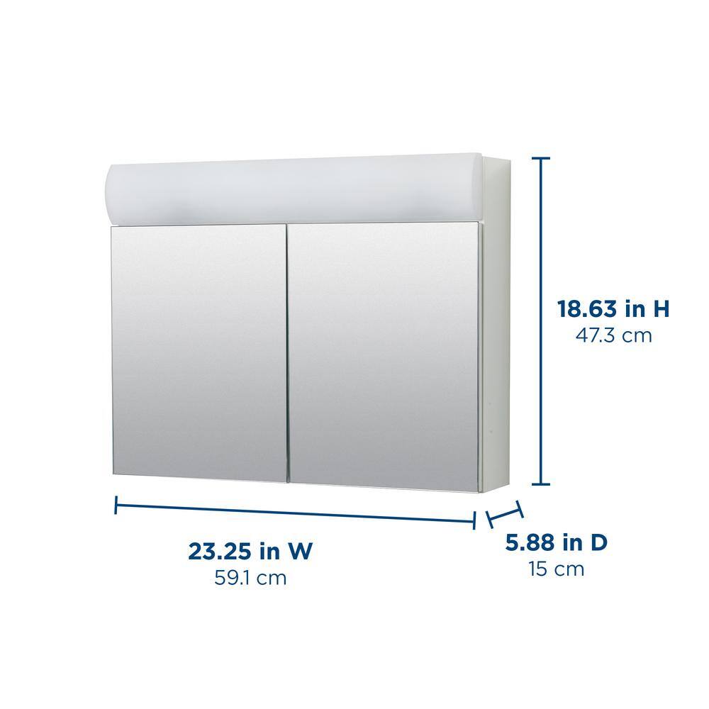 Zenna Home 23.25 in. W x 18.63 in. H Lighted Frameless White Surface-Mount Medicine Cabinet with Mirror 705BL