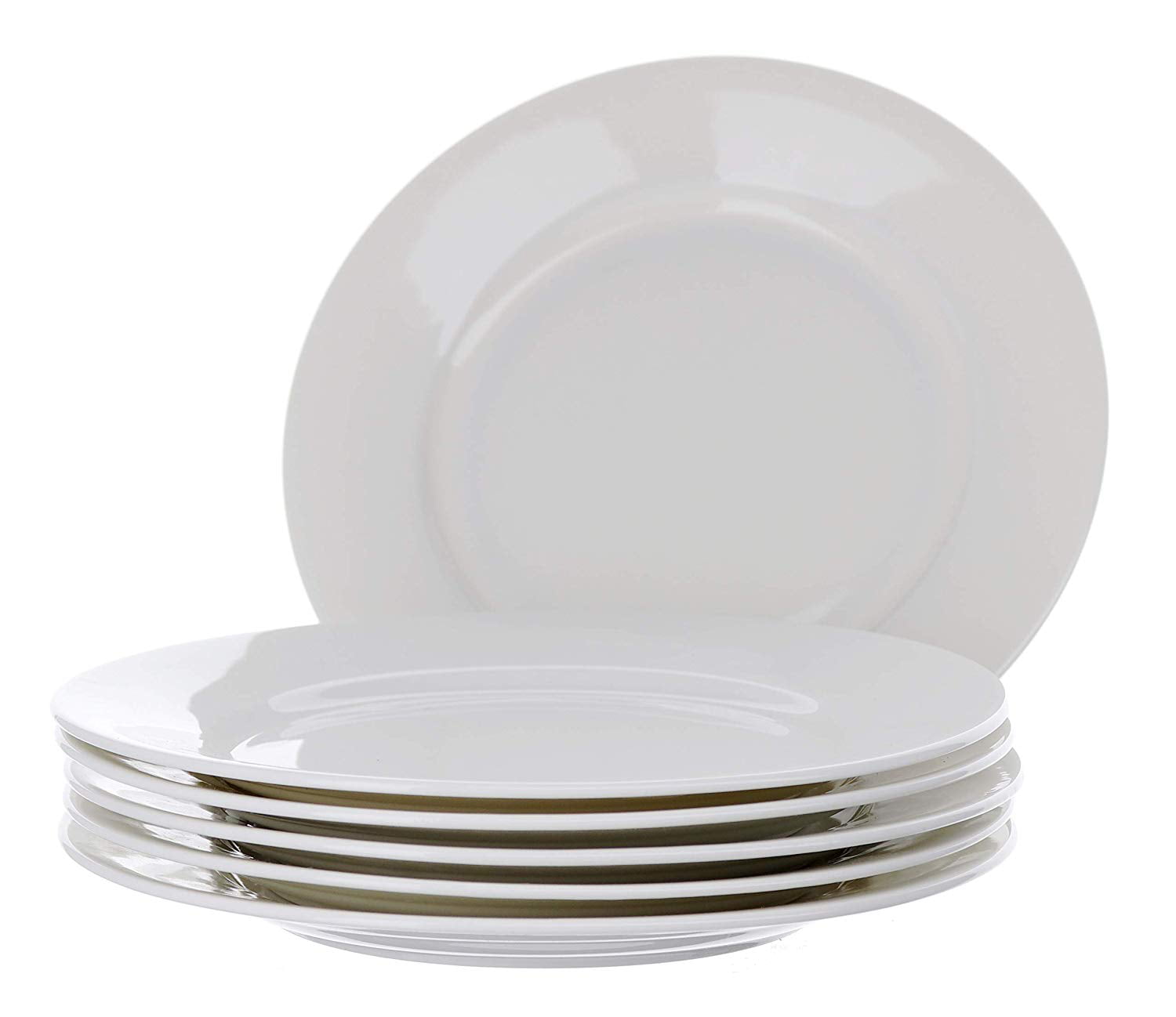 Oaklyn White Plates 8 Set of 6， Round Porcelain Salad Plates Kitchen Set， Microwave Safe