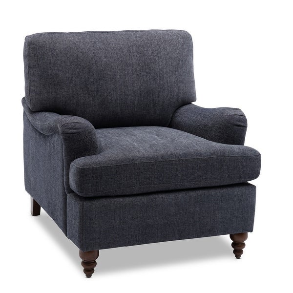 Upholstered Armchair Accent Chair with Solid Wood Legs - 35