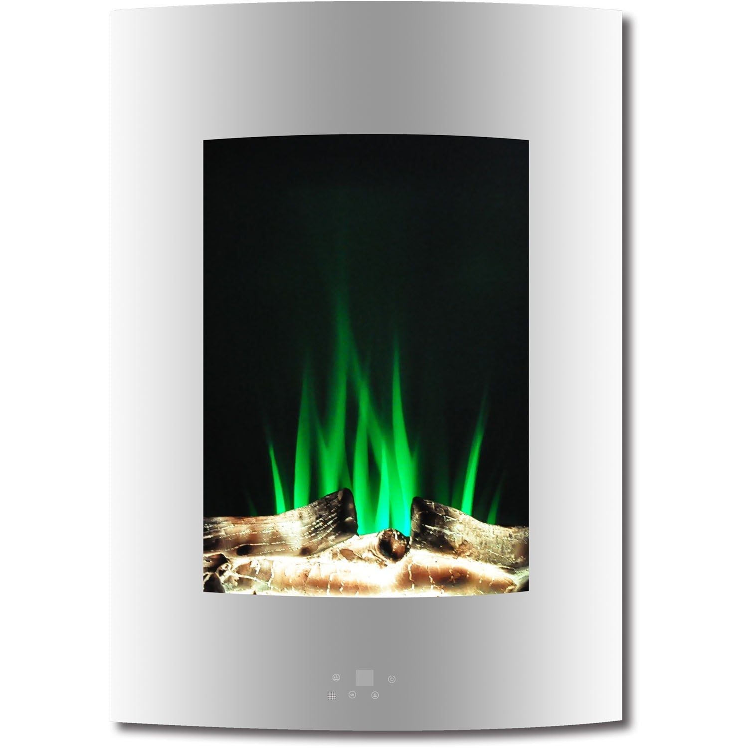 Cambridge 19 In. Vertical Electric Wall Mounted Fireplace Heater with Multicolor Flame and Driftwood Log Display, Adjustable Heat, Remote - CAM19VWMEF-2WHT