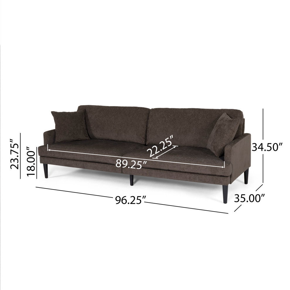 Large Sofa  Tapered Legs With Padded Oversized Seat  ampTrack Arms   Midcentury   Sofas   by Decorn  Houzz