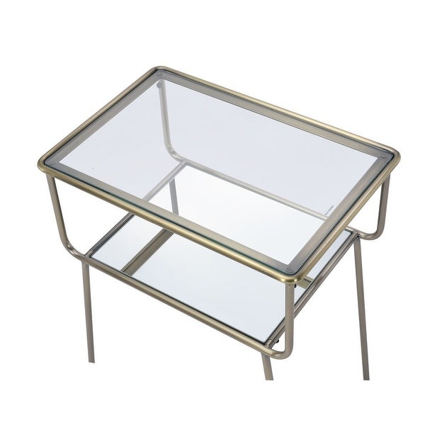 Clear Glass Nightstand Metal Frame Side Table with Storage