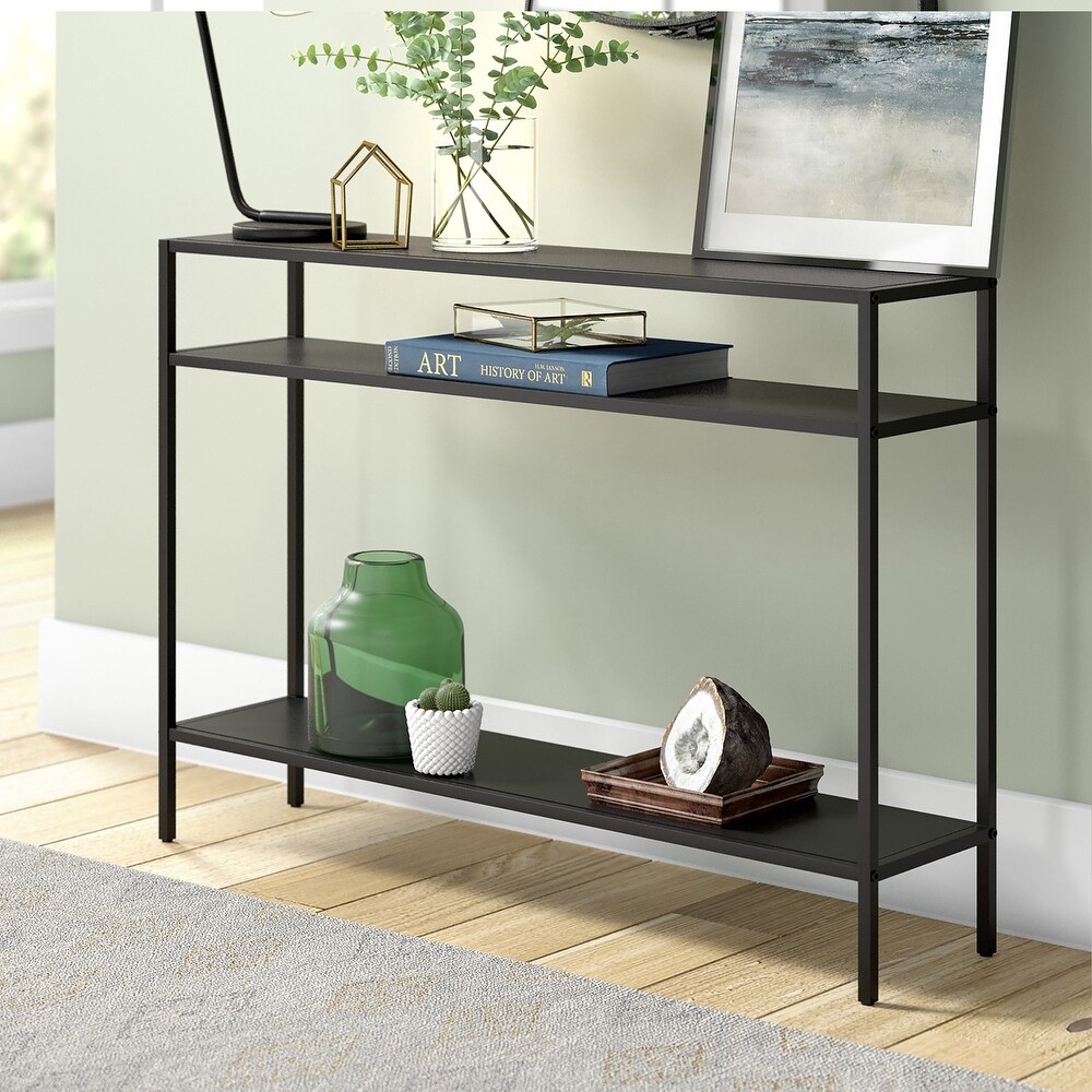 Ricardo Rectangular Console Table with Metal Shelves