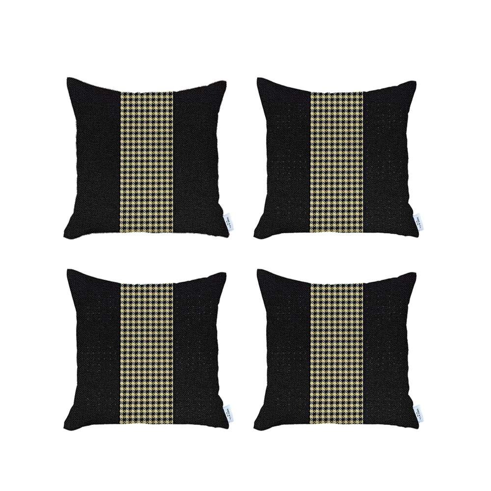 Set of 4 Houndstooth Pillow Covers