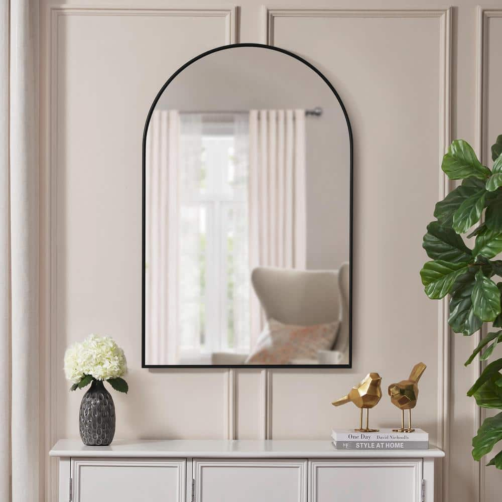 Home Decorators Collection Large Arched Black Classic Accent Mirror (39 in. H x 26 in. W) H5-MH-724