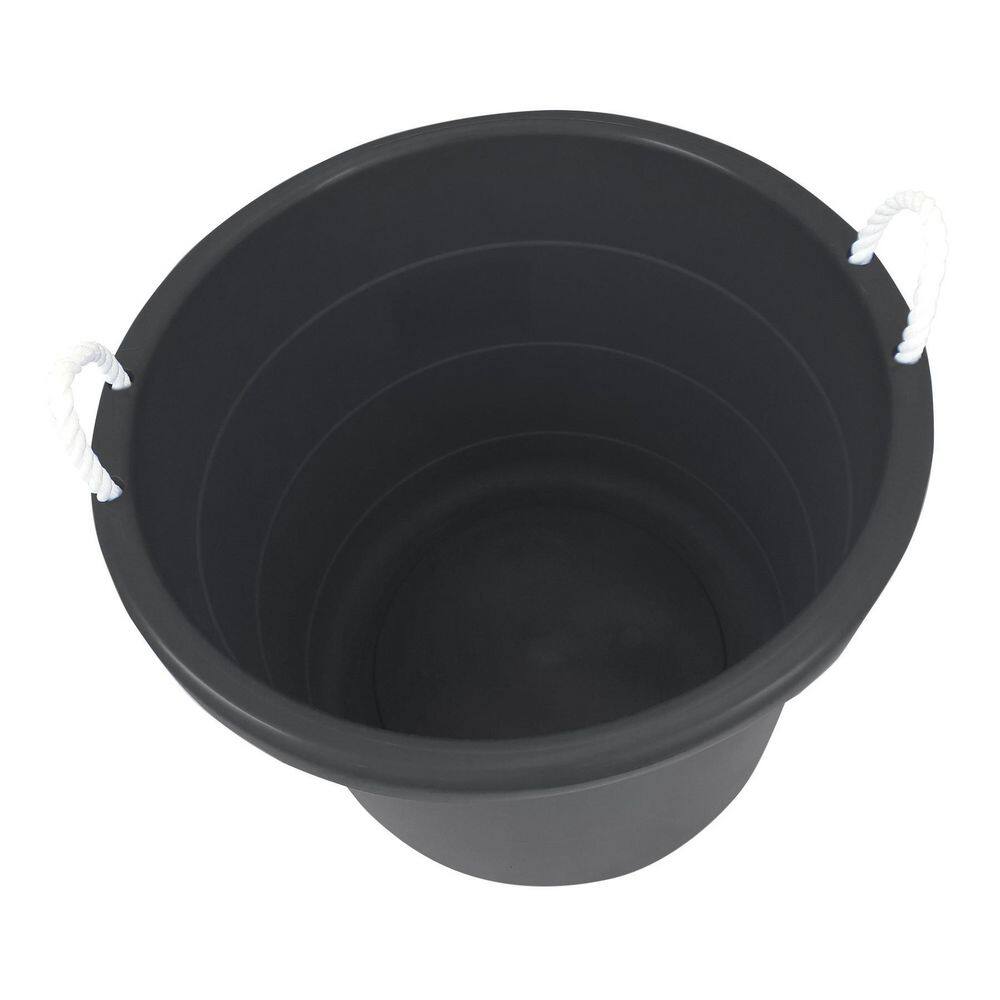 HOMZ Plastic 17 Gal. Utility Storage Bucket Tub with Rope Handle Black 4-Pack 2 x 0417BKDC.02