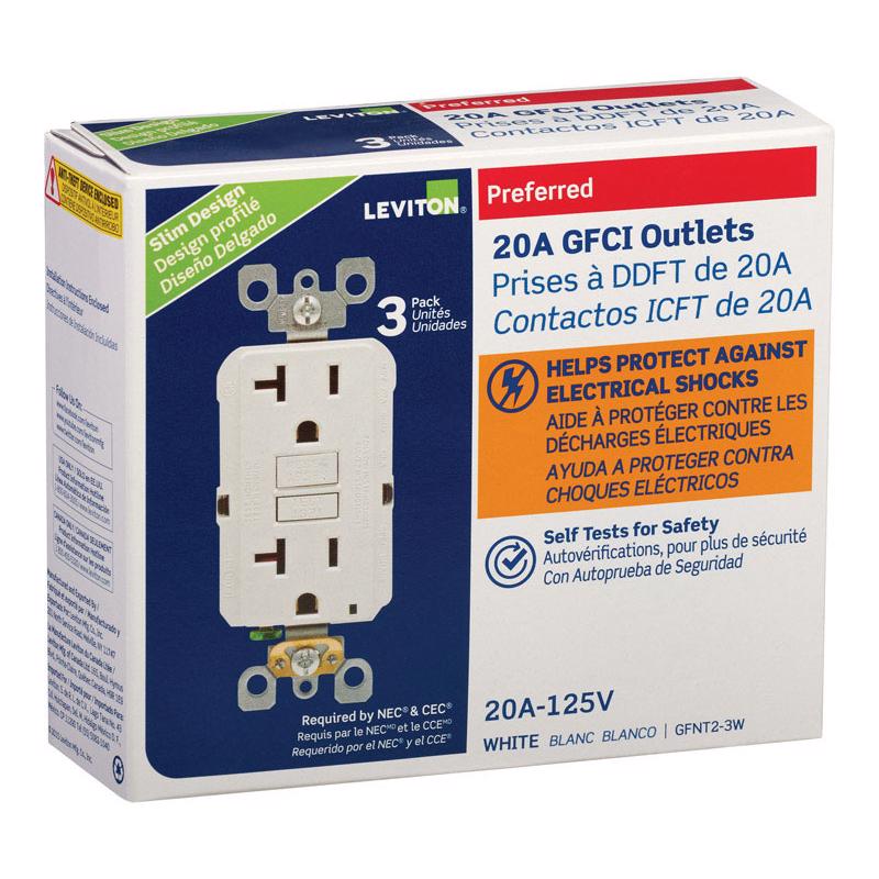 GFCI OUTLET 20A WHT 3PK