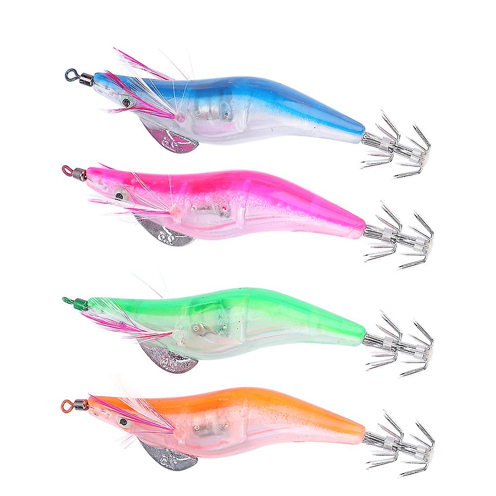 10cm 4 Colors Electric Luminous Bionic Shrimp Shape Saltwater Squid Fishing Lures