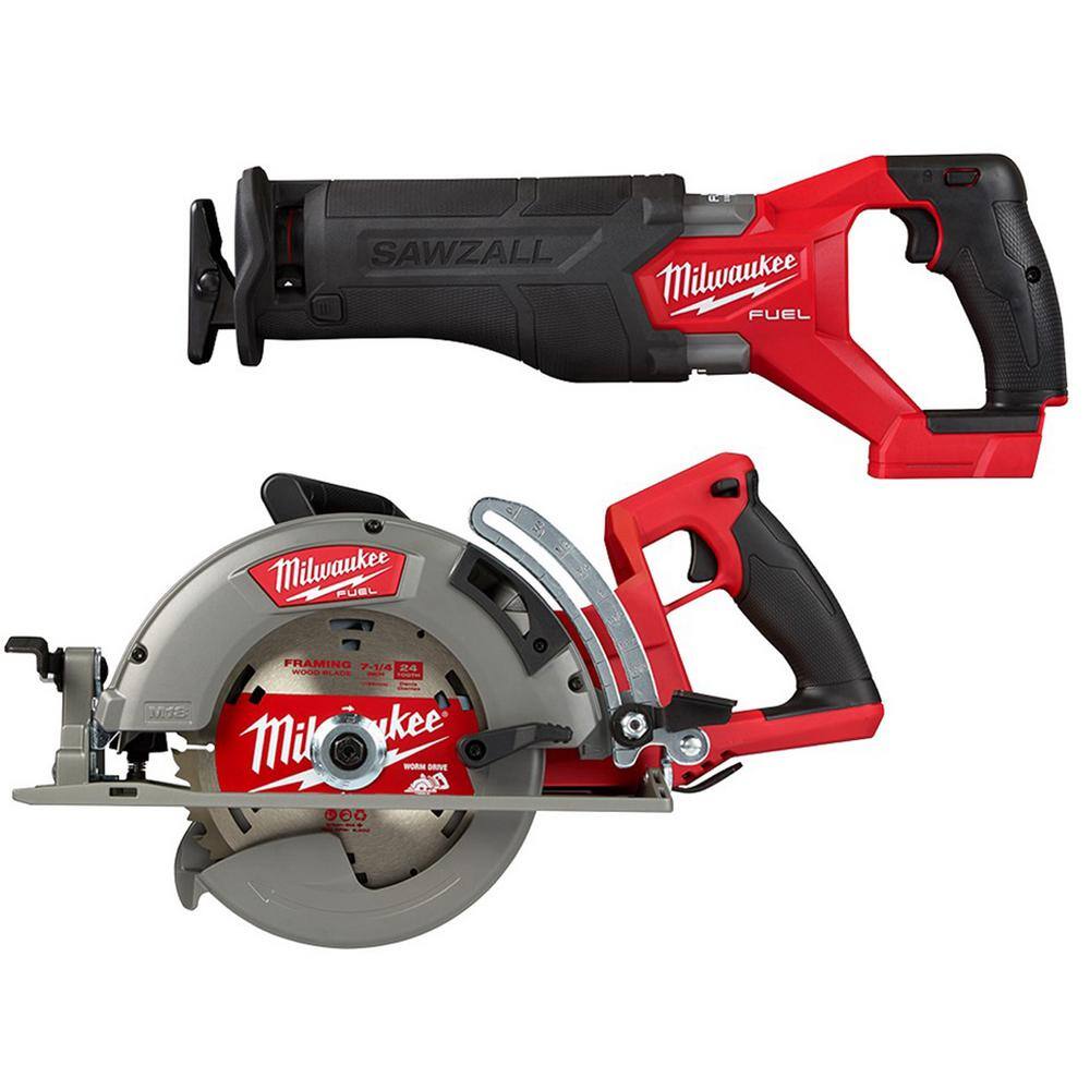 MW M18 FUEL 18V Lithium-Ion Cordless 7-14 in. Rear Handle Circular Saw with M18 FUEL SAWZALL Reciprocating Saw 2830-20-2821-20