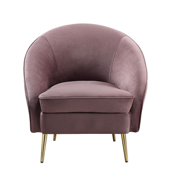 Curved Design Elegant Velvet Accent Chair with Metal Legs and Sloping Armrest