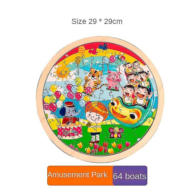 3-7 Years Old Children's Round Wooden Educational Educational Toys-(amusement Park)