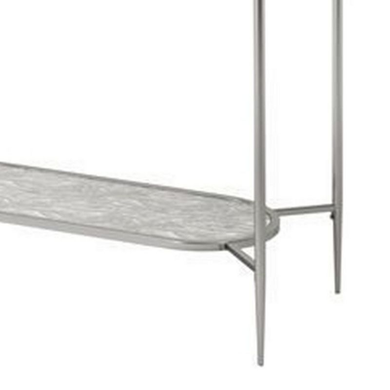 Sofa Table with Textured Obround Shelf， Silver