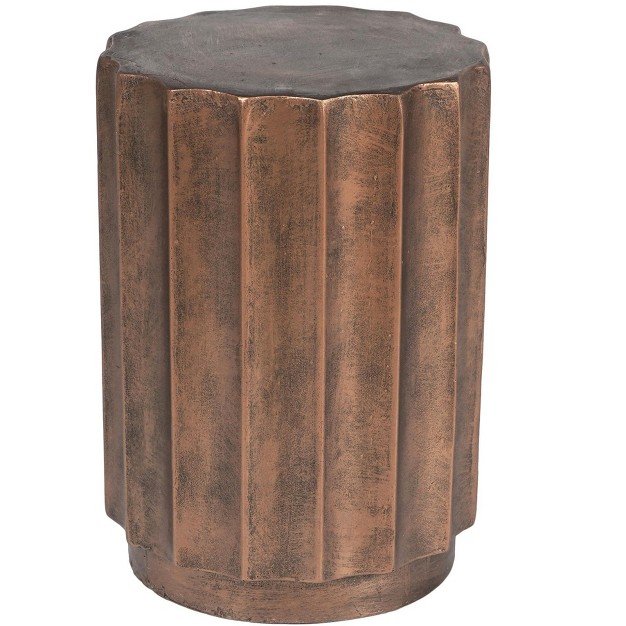 Luxenhome Weathered Copper Cement Indoor Outdoor Round Side Table Brown