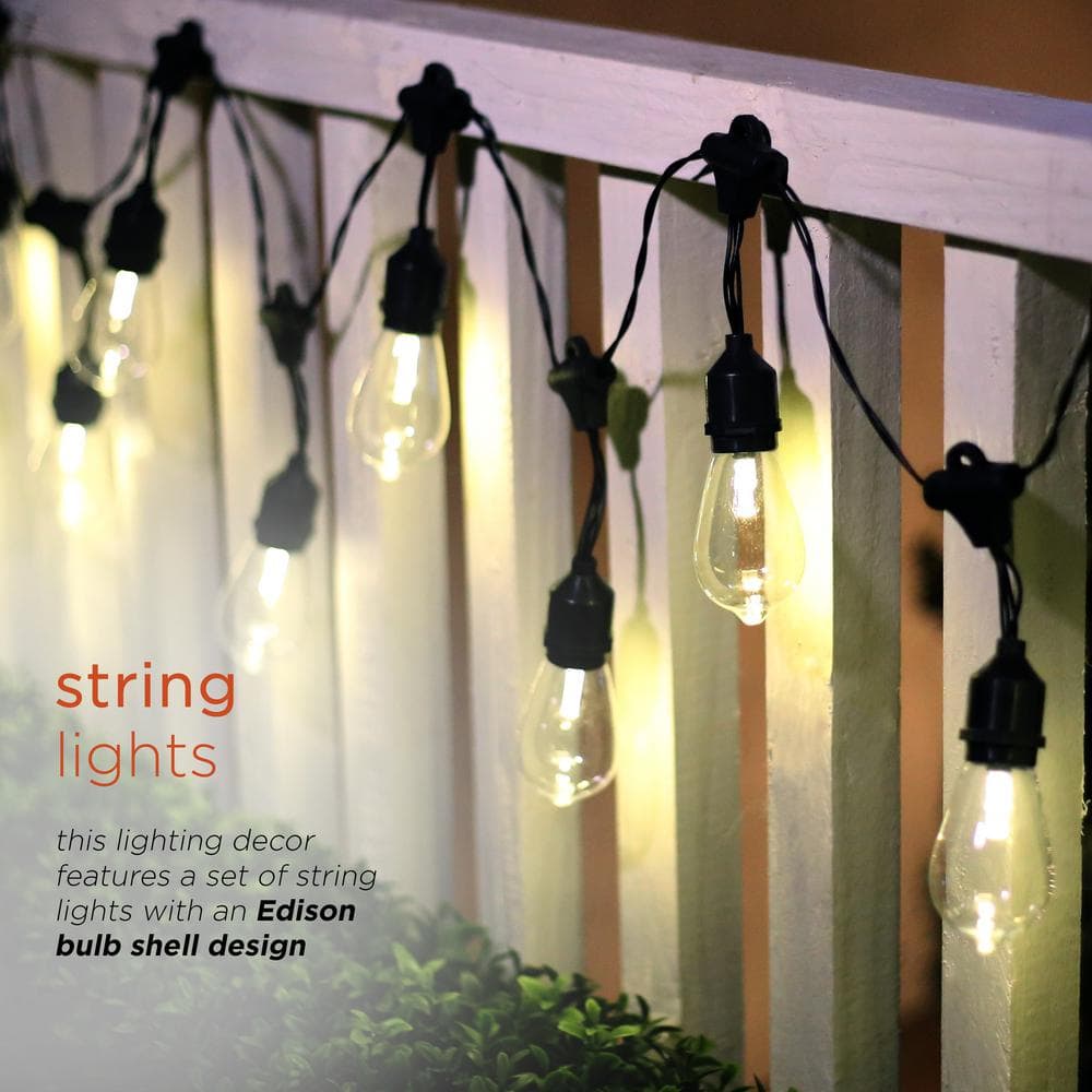 Alpine Corporation 93 in. Long 10 Edison Bulb String Lights with Timer EUT150-10-TM