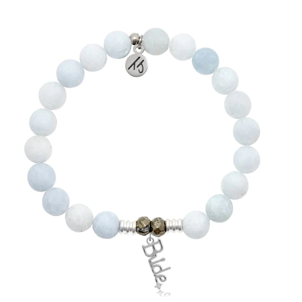 T. Jazelle  Celestine Gemstone Bracelet with Bride Sterling Silver Charm