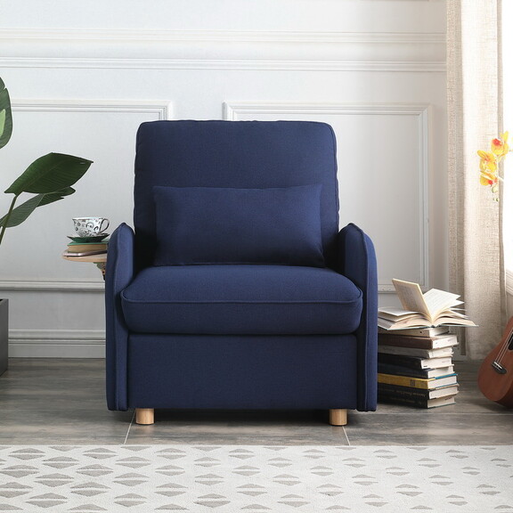 Huckleberry Blue Linen Accent Chair with Storage O...