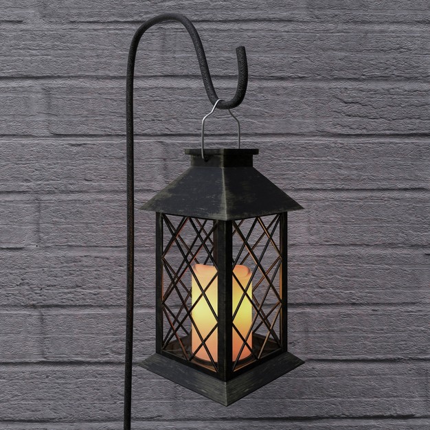 Hastings Home Solar Powered Led Lantern Antique Bronze