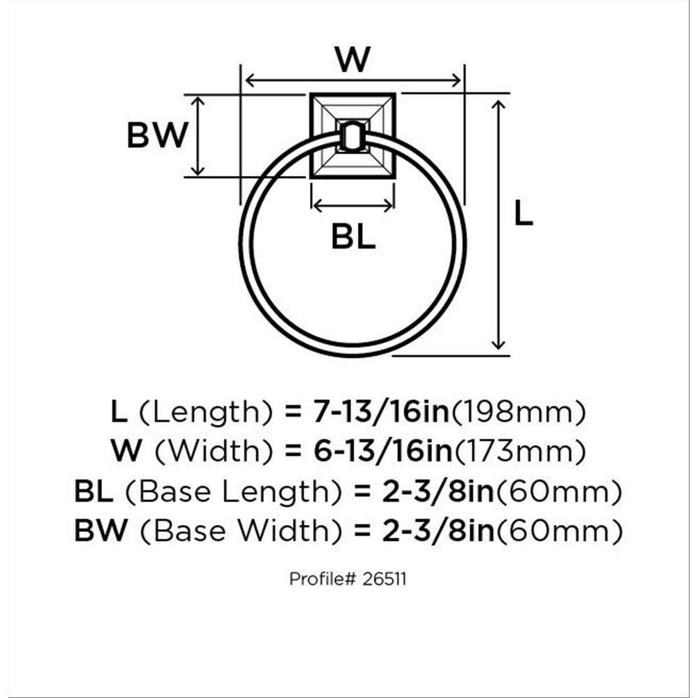 Amerock Markham 6-78 in. (175 mm) Length Towel Ring in Brushed Nickel BH26511G10