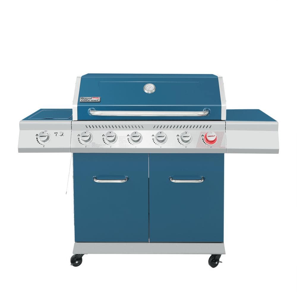 Royal Gourmet 6-Burner Propane Gas Grill in Blue with Sear Burner and Side Burner GA6402B