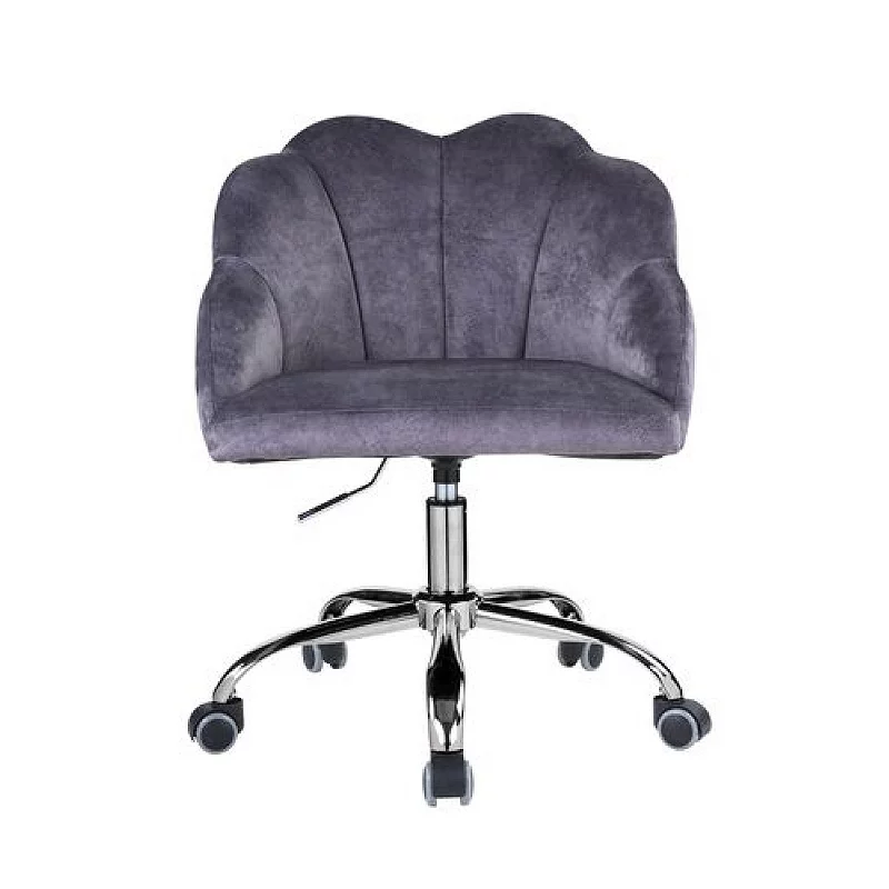 Swivel Office Chair with Shell Design Backrest， Gray and Chrome